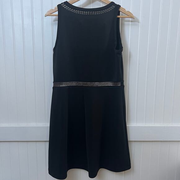 DKNY Sleeveless Beaded Trim A-Line Dress Pockets Stretch Black Women's 6 NWT - Picture 3 of 11
